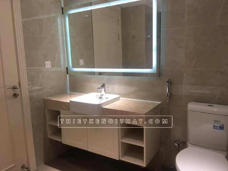 Thi công đá ốp lavabo cho phòng tắm phòng vệ sinh tại chung cư Dcapital Trần Duy Hưng Cầu Giấy Hà Nội Công ty thi công nội thất uy tín tại hà nội