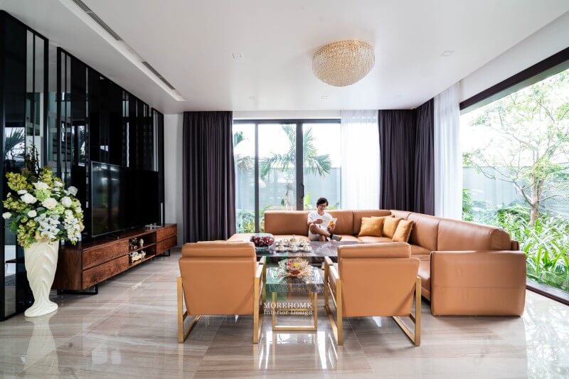 Công trình hình ảnh thi công nội thất phòng khách hiện đại tại biệt thự Hà Tĩnh Công ty thi công nội thất uy tín tại hà nội